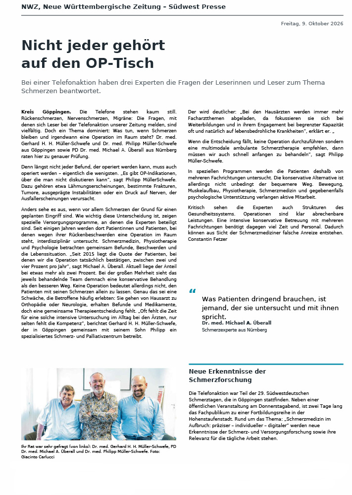 NWZ Telefonaktion Schmerztage